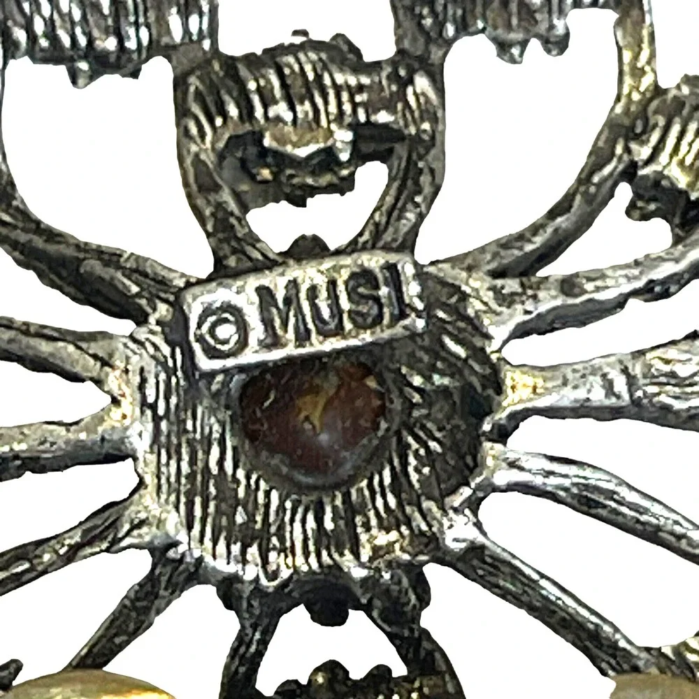 Vintage MUSI‎ Shoe Clips Silver Tone Ornate Design Set Of 2 with Rhinestones